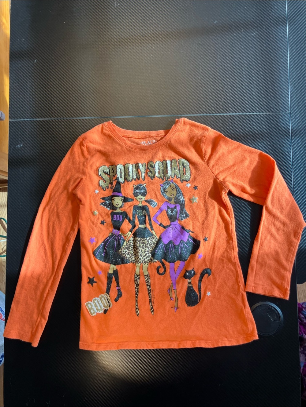 Place Orange 'Spooky Squad' Glitter Halloween Long Sleeve Tee